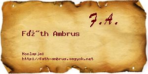 Fáth Ambrus névjegykártya
